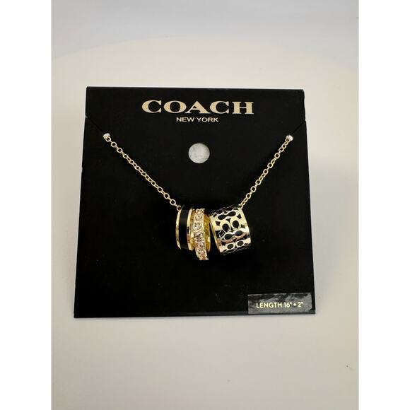 Coach Gold & Black Signature Enamel Necklace - Picture 5 of 7